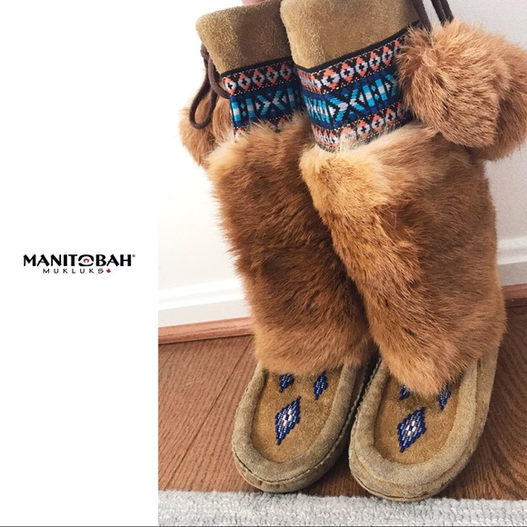 manitobah Shoes - Fur ‘Mukluk’ Beaded Moccasin Boots